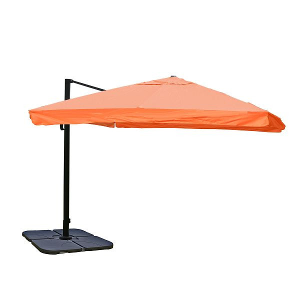 Parasol feu Mendler HWC-A96, gastronomie, 3x3m (Ø4,24m) polyester aluminium/acier 23kg, rabat, terre cuite avec support, 134186+31831