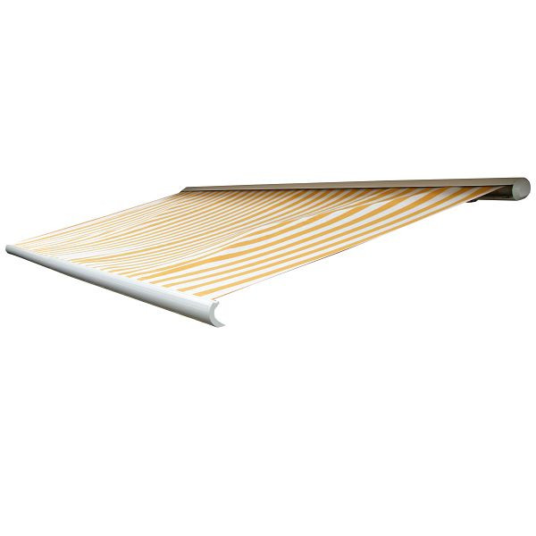 Housse de remplacement Mendler pour auvent T122, housse de remplacement cassette complète protection solaire 4x3m, polyester jaune-blanc, 76517