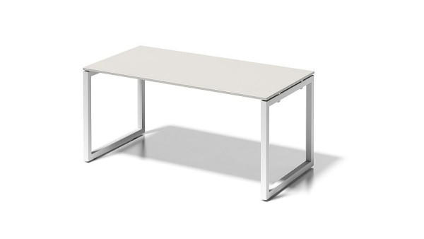 Bureau Bisley Cito, structure en O hauteur fixe 730 mm, H 19 x L 1600 x P 800 mm, gris blanc/blanc signalisation, DOF1608GW396