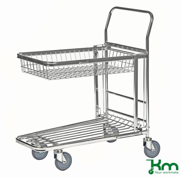 Chariot libre-service Kongamek 870 x 530 x 1010 mm, galvanisé, 4 roulettes, KM4202-K