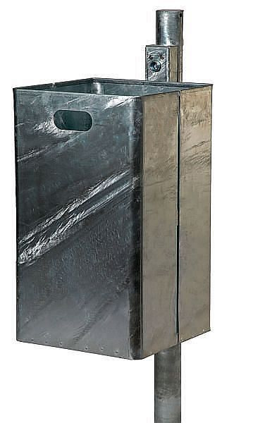 Poubelle rectangulaire Renner d'environ 50 L (sans capot), adaptée au montage mural et sur poteau, galvanisée à chaud, 7049-60FV