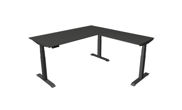 Table assis/debout Kerkmann Move 4, L 1800 x P 800 mm avec élément rapporté 1000 x 600 mm, réglable en hauteur électriquement de 640 à 1290 mm, anthracite, 10083113