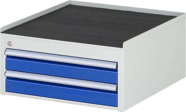 Armoire à tiroirs RAU série 7000, L580xP650xH285mm, tiroirs : 2xH90mm, support métallique avec bord roulant sur 3 côtés et tapis antidérapant, 03-L1.3A-MT.11