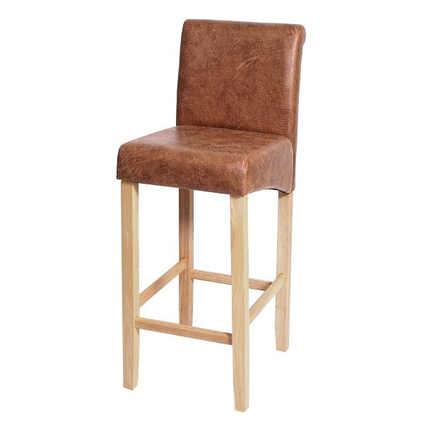 Tabouret de bar Mendler HWC-C33, tabouret de comptoir de bar, bois, imitation daim, pieds légers, tissu/textile, 74532