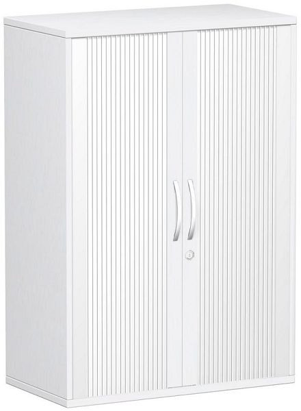 geramöbel panneau supérieur d'armoire à volets roulants 25 mm, avec pieds, verrouillable, 800x425x1182, argent/blanc, S-383110-SW