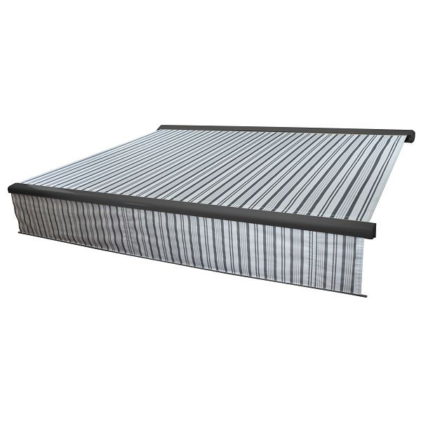 Store banne coffre électrique Mendler T124, 5x3m volant extensible, polyester gris/blanc, anthracite, 58306+34295+58312