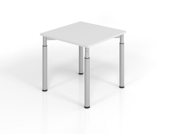 Bureau Hammerbacher YS08, 80 x 80 cm, plateau : gris, épaisseur 25 mm, chant épais en ABS, forme rectangulaire, argent, VYS08/5/S