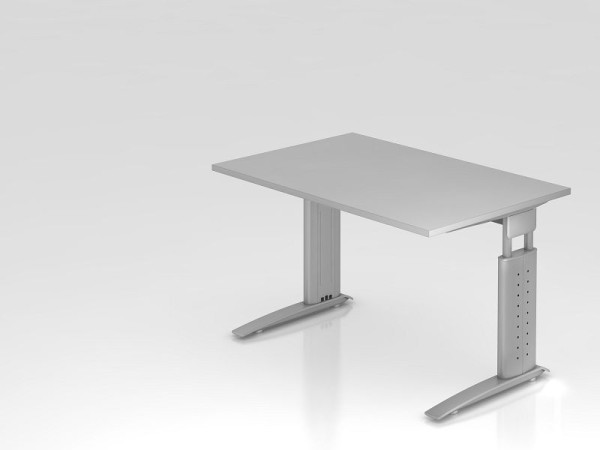 Bureau Hammerbacher pied C 120x80cm gris/argent, hauteur de travail 68-86 cm réglable, VUS12/5/S