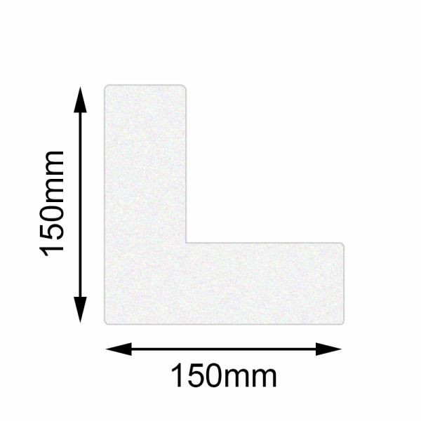Marqueur de sol Mehlhose angle de sécurité blanc 150x150mm, UE: 10 pièces, KSEW1V10