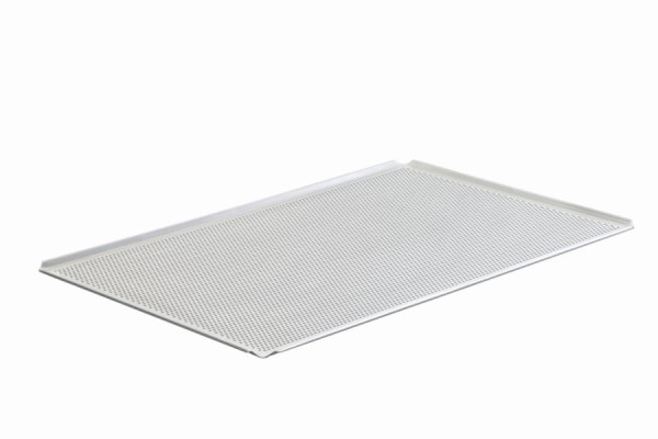 Plaque à pâtisserie Schneider aluminium 400 x 600 mm, 4 faces 45° hauteur 10 mm, perforée 3mm, 381100