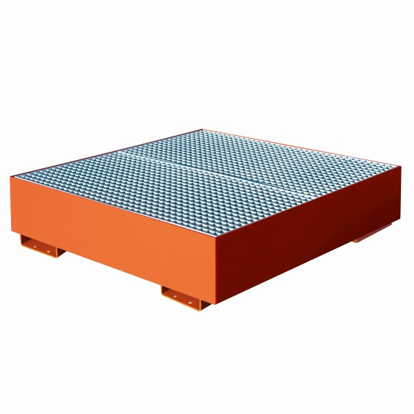 Lèchefrite industrielle Eichinger à parois latérales droites, avec grille, 4 x fûts, orange pur, 30120200000000