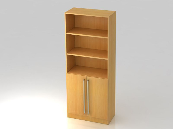 Armoire Hammerbacher 5OH, 2 portes sous le panneau de plinthe, poignée hêtre chromé/hêtre, 80x42x200,4 cm (LxPxH), V7700/6/6/CE