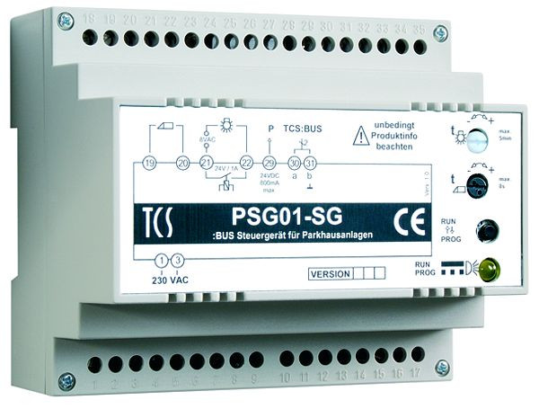Dispositif d'alimentation et de commande de système de commande de porte TCS PSG01 pour systèmes grands et spéciaux avec câbles longs, rail DIN 6 TE, PSG01-SG