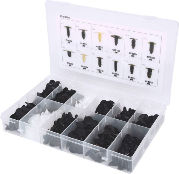 Jeu de clips de fixation KS Tools pour faisceaux de câbles, 340 pièces, 420.0900