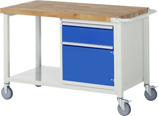 Établi mobile RAU série 8000, 1 x tiroir, 1x porte battante, étagère, 1250x880x700 mm, 05-8152A6-127B4S.11