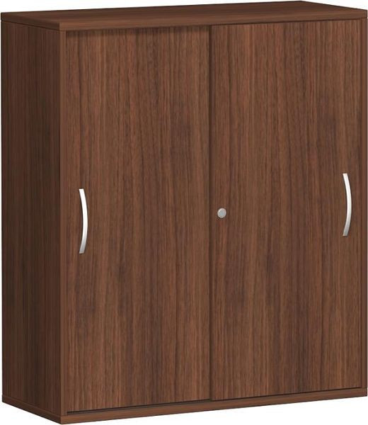 armoire à portes coulissantes geramöbel avec panneau central, 4 étagères décoratives, verrouillable, 1000x425x1152, noyer/noyer, N-10S310-NN