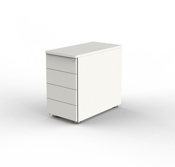 Conteneur de stockage Kerkmann avec serrure centrale, frais, L 430 x P 800 x H 720-760 mm, blanc/graphite, 12419112