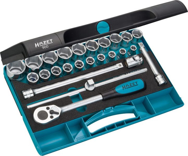 Jeu de clés à douilles Hazet, carré creux 12,5 mm (1/2 pouce), profil de traction à six pans creux, nombre d'outils : 25, 900
