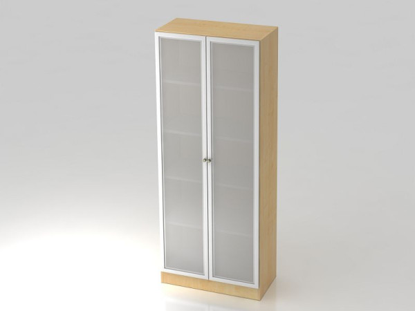 Vitrine Hammerbacher 5OH, panneau de base, poignée rayée érable/argent, 80x42x200,4 cm (LxPxH), V6100G/3/S/SG