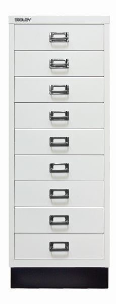 Bisley MultiDrawer™, série 39 avec base, DIN A3, 9 tiroirs, blanc signalisation, L39A39S696