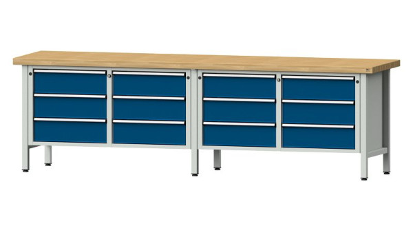 Établis ANKE établi à caissons, modèle 108 V, 2800 x 700 x 850 mm, RAL 7035/5010, BMP 50 mm, 301.446