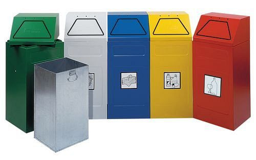 Poubelle de recyclage ignifuge DENIOS AB 65-B, avec bac intérieur amovible, vert, 116-782