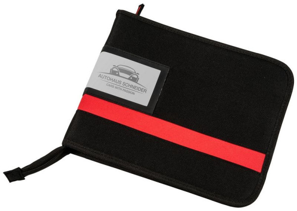 Porte-clés Eichner noir/rouge, polyester Dimensions : 22x27,5x4 cm, porte-clés amovible, champs d'inscription, fermeture éclair périphérique, 9201-00034