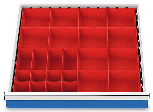 Bedrunka+Hirth inserts de tiroir T736 R 24-24, pour hauteur de panneau 50 mm, 2 x KTK 150 x 150 mm, 4 x KTK 75 x 150 mm, 8 x KTK 75 x 75 mm, 134BLH50