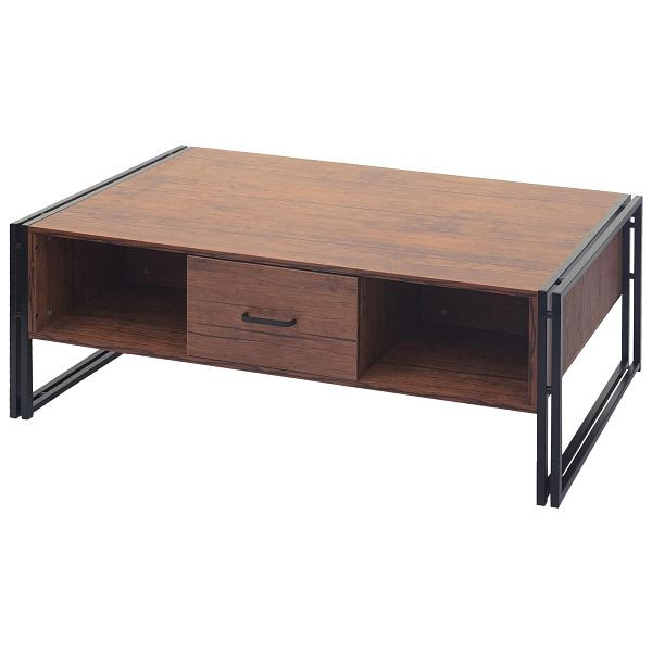 Table basse Mendler HWC-A27b, table d'appoint, table de salon, structure 3D, 45x150x60cm, métal, aspect chêne sauvage, 86236
