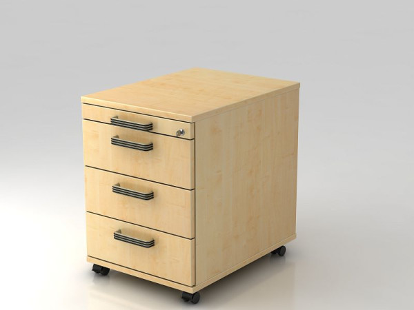 Conteneur roulant Hammerbacher 58cm, 3 tiroirs, poignée barrette de verrouillage érable, 42,8x58x59 cm, 1/3/3/3 HE, VAC30/3/3/SG