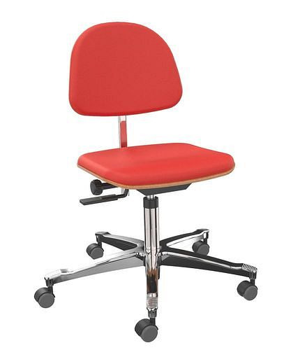 Chaise de travail Dauphin tapissée en rouge, piètement en aluminium, 266902