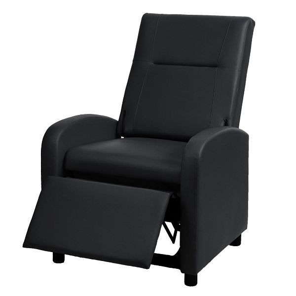 Fauteuil TV Mendler HWC-H18, fauteuil de relaxation fauteuil lounger, simili cuir pliable 99x70x75cm, noir, 72660