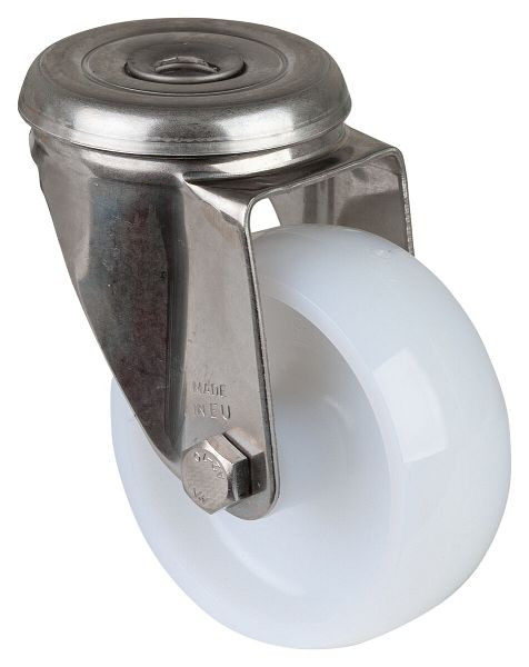 Rouleau de transport en acier inoxydable BS rollers, largeur de roue 30 mm, Ø roue 80 mm, capacité de charge 100 kg, bande de roulement/corps de roue en plastique, palier lisse, H101.A90.080
