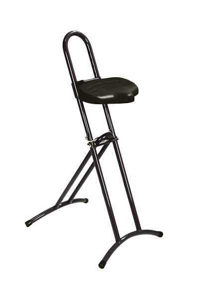 Aide à la verticalisation pliable Lotz "Relax", siège en PU avec inserts en acier, résistant à l'usure, hauteur d'assise : 610–860 mm, cadre : tube d'acier noir, 3680.01