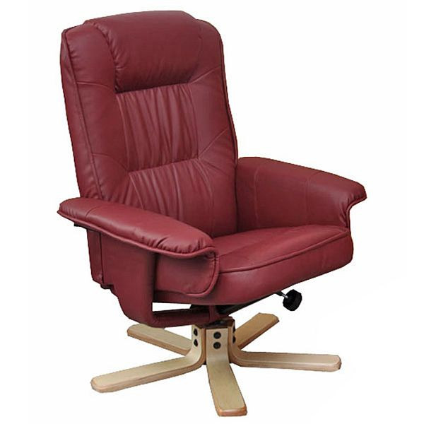 Fauteuil relax Mendler fauteuil TV fauteuil sans tabouret M56 simili cuir, bordeaux, 27596