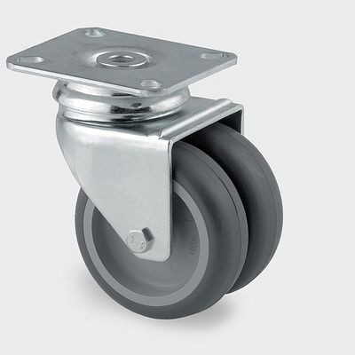 Roulette pivotante TENTE-ROLLEN, roue Ø 50 mm, capacité de charge 70 kg, hauteur totale 69 mm, A 87 Shore, montage sur platine, 2970PJO050P40