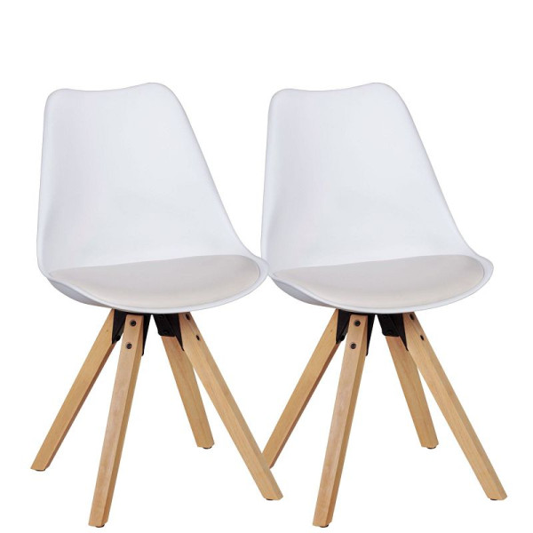 Wohnling Lot de 2 chaises de salle à manger rétro Lima Blanc, WL5.024