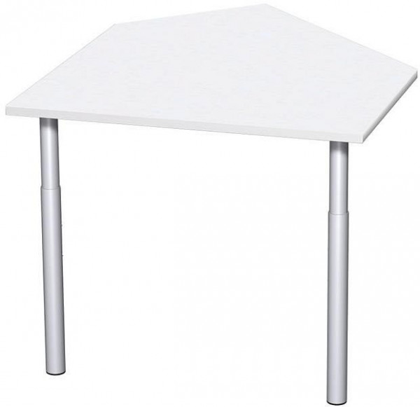 table d'extension de données geramöbel gauche avec pieds de support, matériel de liaison inclus, réglable en hauteur, 1060x1225x680-820, blanc/argent, N-657005-WS