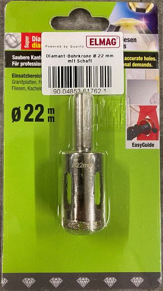 Foret diamant ELMAG Ø 22 mm, avec tige, 61762