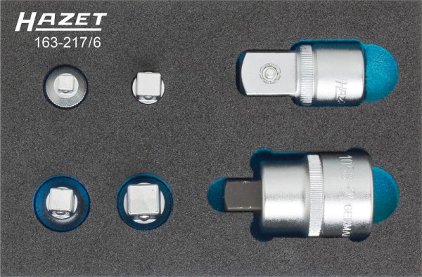 Jeu d'adaptateurs Hazet, carré creux 6,3 mm (1/4 pouce), carré creux 10 mm (3/8 pouce), carré creux 12,5 mm (1/2 pouce), poids net : 0,6 kg, 163- 217/6