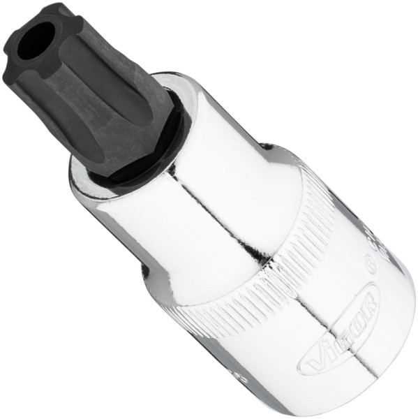 Embout de tournevis VIGOR TR-Plus, carré 12,5 mm (1/2 pouce), profil interne 5 étoiles avec tenon, T55+H, V7055-IPR55