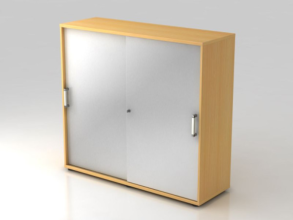 Hammerbacher armoire à portes coulissantes 3OH 120cm poignée chromée hêtre/argent, 120x40x110 cm (LxPxH), V1753S/6/S/CE