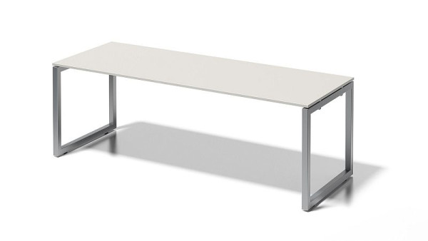 Bureau Bisley Cito, structure en O hauteur fixe 730 mm, H 19 x L 2200 x P 800 mm, gris blanc/argent, DOF2208GW355
