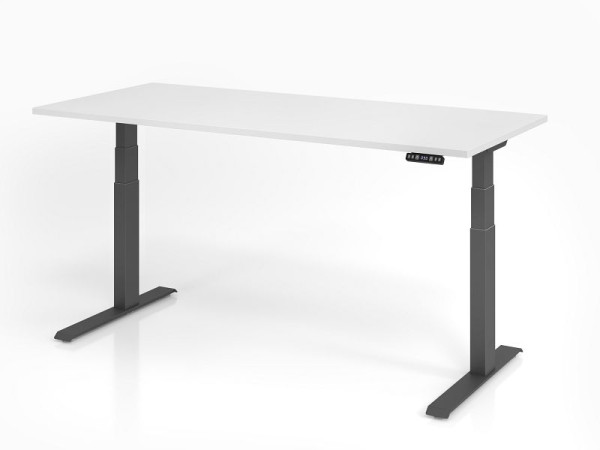 Bureau Hammerbacher XDKB19, 180 x 80 cm, plateau : blanc, épaisseur 25 mm, chant épais en ABS, forme rectangulaire, graphite, VXDKB19/W/G
