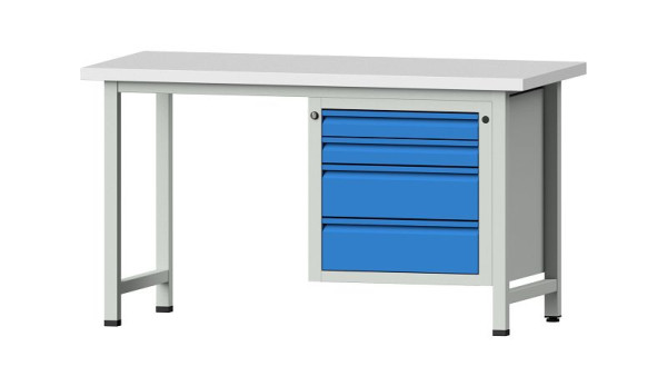 Établis ANKE Établi combiné, modèle 707 E, 1500 x 700 x 840 mm, RAL 7035/5012, KSP 40 mm, 510.534