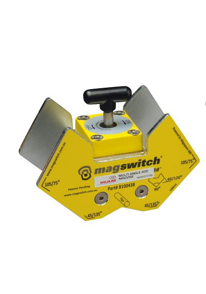 Angle de soudage magnétique ELMAG, Multi Angle 400 MV, 45°/135°, 60°/120°, 75°/105° et 90°, force de maintien 178 kg, 'ON/OFF commutable', 55474