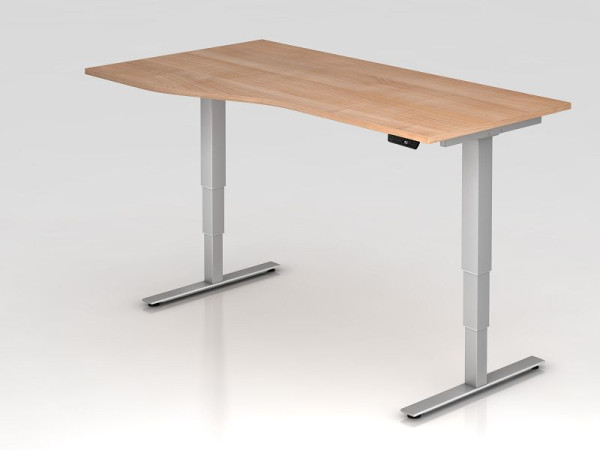Hammerbacher bureau assis-debout électrique 180x100/80cm noyer, forme libre, montable à gauche ou à droite, VXDSM18/N/S