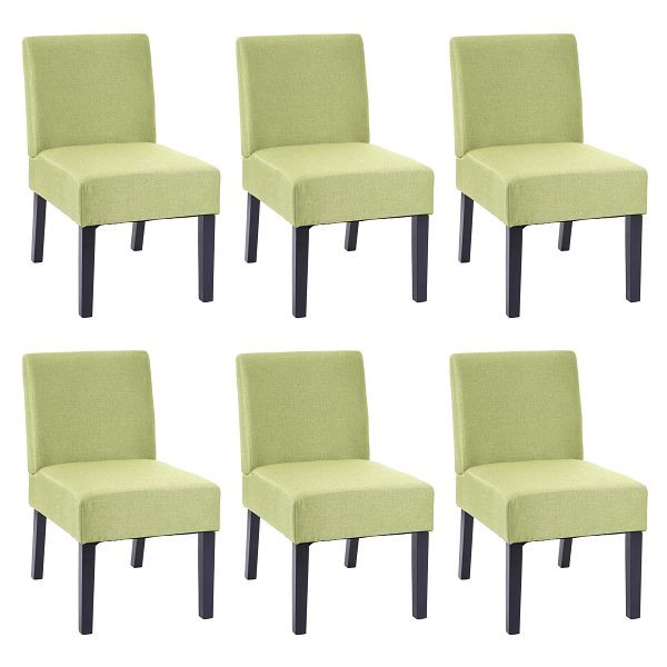 Mendler Lot de 6 chaises de salle à manger HWC-F61, chaise lounge chair, tissu/textile, vert, 3x70174