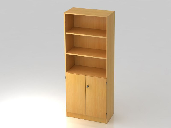 Armoire Hammerbacher 5OH, portes 2OH, panneau de base, poignée rayée hêtre/hêtre, 80x42x200,4 cm (LxPxH), V6770/6/6/SG