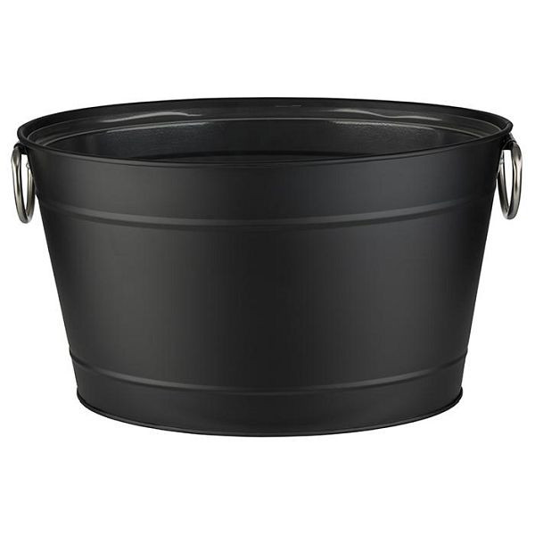 Bac à boissons APS -TIN-, 40 x 28 cm, hauteur : 22 cm, métal, galvanisé, PVC, noir, avec insert en plastique, 11 litres, 36101